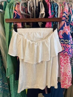 BUNDLE OF 2 Lilly Off Shoulder Pima Cotton tops (White & Navy) XS